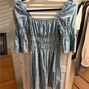 Topshop Blue Puff Sleeve Sundress
